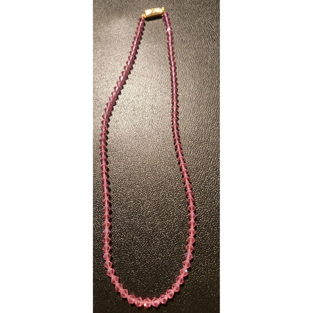 Vintage 80s Pink Glass Beaded Necklace And Dangle Earrings